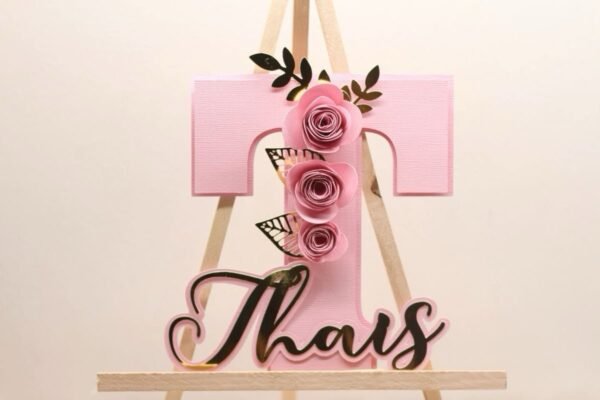 Cake Topper Letter and Flower